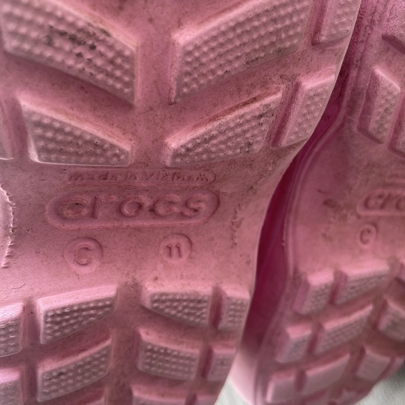 Crocs Handle It Rain Boots Pink Kids Size 11 Carnation Pull On - Picture 6 of 6